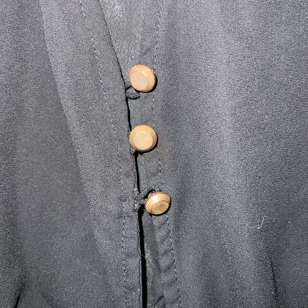 Black Sheer Button-Down Crop Top - image 2